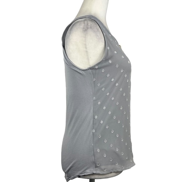 EXPRESS CLASSIC POLKA -DOT SLEEVELESS 1/4 ZIPPER FRONT TOP/BLOUSE - Picture 9 of 14